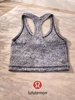 Lululemon Athletica Black White Marl Racerback Yoga Tank Crop Top Est 6